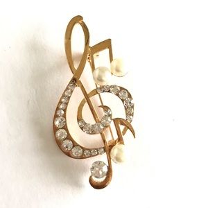 * Item# B29 Gold G-clef Music Note Brooch *